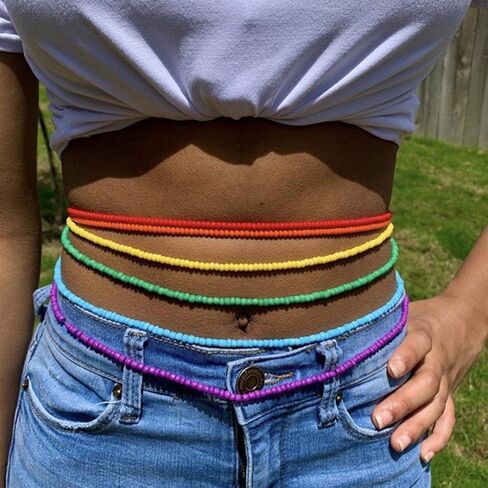 سلسلة خصر من Victray خرز بطنية ذات طبقات وخرزات على شكل بطن مطاطية على شكل خصر ملون إكسسوار للجسم للنساء والفتيات (6 قطع) in Kuwait