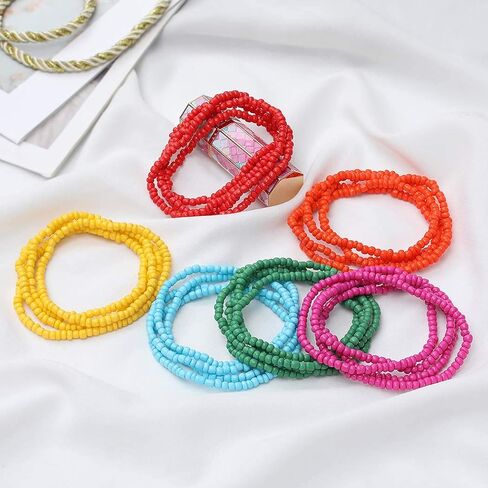 سلسلة خصر من Victray خرز بطنية ذات طبقات وخرزات على شكل بطن مطاطية على شكل خصر ملون إكسسوار للجسم للنساء والفتيات (6 قطع) in Kuwait