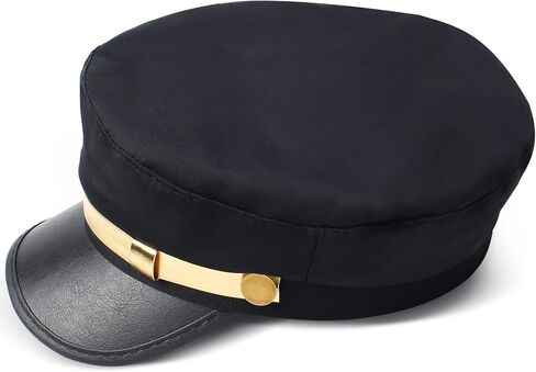 Yewong 4 Pieces Black Chauffeur Limo Driver Costume Hat Classic Vintage Newsboy Cap Unisex Classic British Flat Top Fisherman Hat in Saudi Arabia