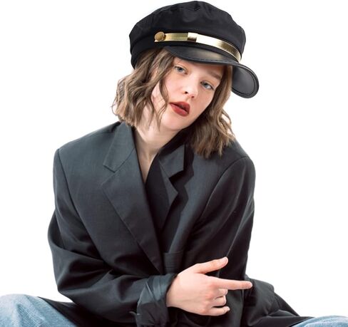 Yewong 4 Pieces Black Chauffeur Limo Driver Costume Hat Classic Vintage Newsboy Cap Unisex Classic British Flat Top Fisherman Hat in Saudi Arabia