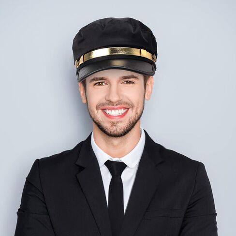 Yewong 4 Pieces Black Chauffeur Limo Driver Costume Hat Classic Vintage Newsboy Cap Unisex Classic British Flat Top Fisherman Hat in Saudi Arabia