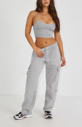 Waitfairy Womens Cargo Sweatpants Casual High Waisted Joggers Pants Fleece Wide Leg Sweat Pants Baggy Pants with Pocket in Saudi Arabia