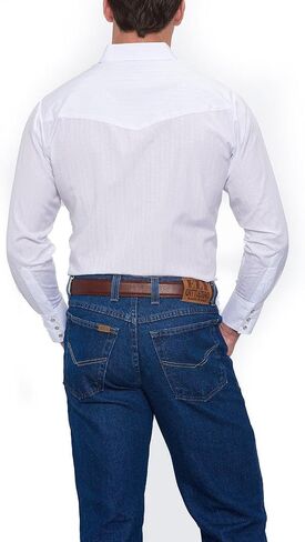 ELY CATTLEMAN Men's Long Sleeve Tone Western Shirt, White, XL in Saudi Arabia