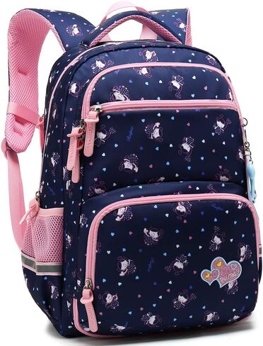 حقيبة ظهر مدرسية للأطفال البنات من MIFULGOO مع حزام صدر للأميرة وحقيبة الكتب الابتدائية الكبيرة اللطيفة (متوسطة، أزرق ملكي) in Kuwait