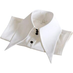 White Fake Collar Half T-Shirt Blouse Sleeveless Button Down Shirt Sharp Collar, Large in Kuwait