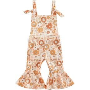 ZyHwShine Girls Flare Outfit Strap Ruffle Button Crop Cami Top Bell-Bottoms Leggings Pants Summer Toddler Hippie Outfit