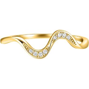 KIFUTENG Wave Ring، 925 فضة المحيط موجة خواتم للنساء مع AAA الصف زركونيا مكعب مثالية بساطتها الطبيعة مجوهرات هدايا لابنتي زوجة الأم الولايات المتحدة حجم 6-9