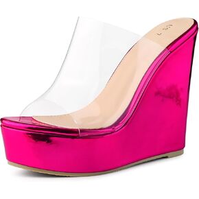Perphy Platform Clear Strap Wedge Heel Slide Sandals for Women in Saudi Arabia