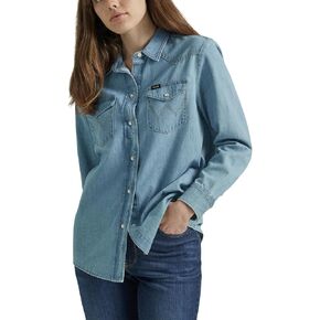 Wrangler Women's Boyfriend Denim Snap Closure Shirt in Saudi Arabia
