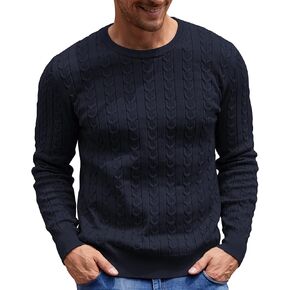 Aimeilgot Men's Casual Crewneck Cable Knit Sweater Long Sleeve Fashion Twist Patterned Pullover Sweater