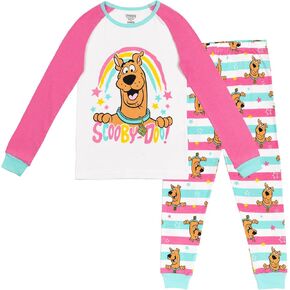 قميص بيجامة للفتيات الصغيرات من سكوبي دو وسروال بيجامة أبيض/متعدد الألوان 4T in Kuwait