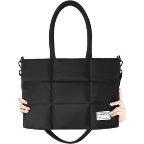 حقيبة يد منتفخة من Omnpak، حقائب كروس مبطنة للنساء مع حزام حمل مخفي، حقيبة كتف منتفخة من النايلون مع جيوب بسحاب، محفظة سوداء in Kuwait