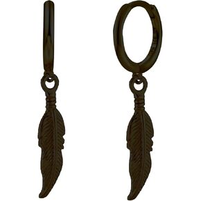 T-ztoss Stainless Steel Punk Drop Dangle Hinged Earrings Feather Gothic Mens Earring Black Huggie Hoop Earrings for Men and Women Girls Wearing Jewelry