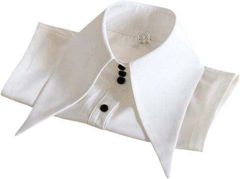 White Fake Collar Half T-Shirt Blouse Sleeveless Button Down Shirt Sharp Collar, Large in Kuwait