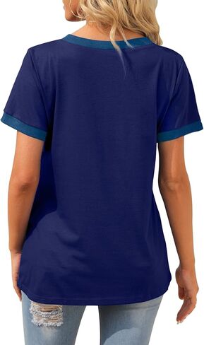 Geifa Womens T Shirts Short Sleeve V Neck Loose Casual Summer Tops 2026 with Pocket in Saudi Arabia
