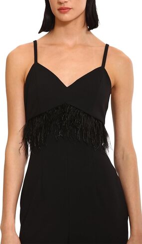 Donna Morgan womens Feather Detail Jumpsuit Event Occasion Party Date Night Out Guest ofFormal Night Out Dress in Saudi Arabia