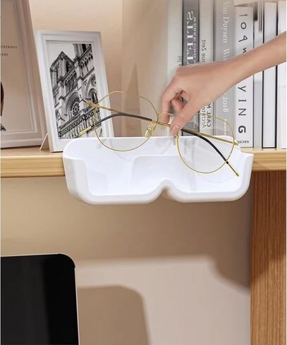 HISECOO Sunglasses Storage Device, Wall Mounted Glasses Display Box for Men and Women, Non Perforated Wall Mounted Glasses Storage Rack, Elevated Mirror Holder, Sunglasses Glasses Storage Box in Kuwait