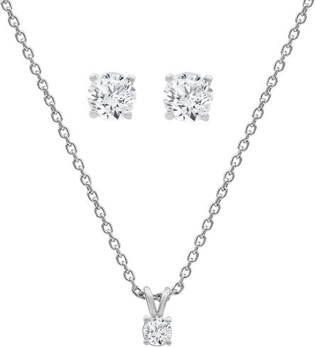 La4ve Diamonds Sterling Silver 1.00 Carat Lab Grown IGI Certified Diamond 2-Pc. Pendant Necklace & Matching Stud Earrings Set (G Color SI Clarity) Jewelry for Women in Saudi Arabia