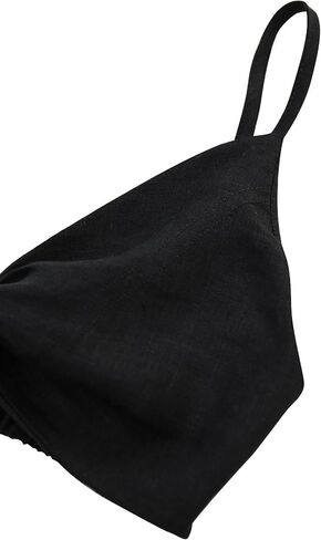 Amazhiyu Womens Pure Linen Front Knot V Neck Bikini Tops Casual Crop Cami in Saudi Arabia