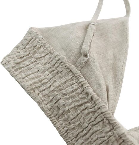 Amazhiyu Womens Pure Linen Front Knot V Neck Bikini Tops Casual Crop Cami in Saudi Arabia
