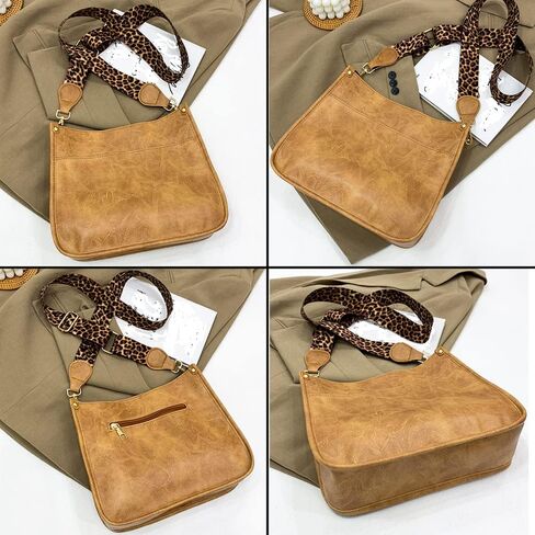 Downupdown Crossbody Bags for Women Designer Satchel Handbags Leather Purse Shoulder Bag with Leopard Print Shoulder Strap in Saudi Arabia