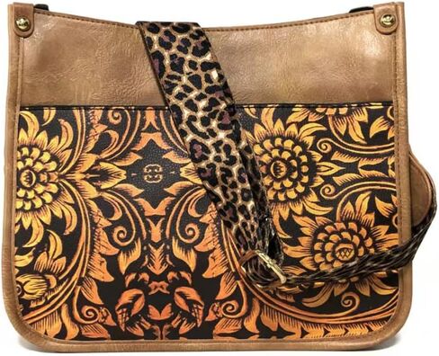Downupdown Crossbody Bags for Women Designer Satchel Handbags Leather Purse Shoulder Bag with Leopard Print Shoulder Strap in Saudi Arabia