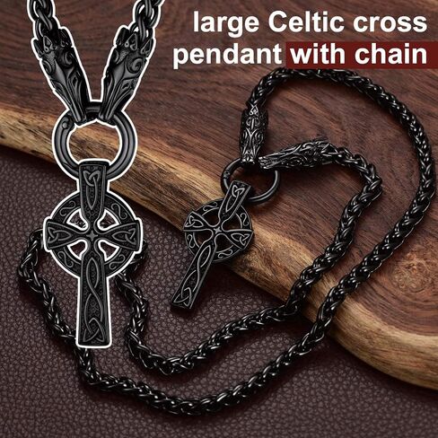 ChainsProMax Men Chunky Viking Mjolnir/Fenrir Wolf/Celtic/Rune Necklace, with 28inches Chain, Can Custom, Stainless Steel Norse Viking Jewelry, Gold Plated/Black, Send Gift Box in Saudi Arabia