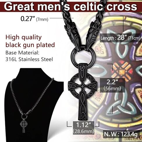 ChainsProMax Men Chunky Viking Mjolnir/Fenrir Wolf/Celtic/Rune Necklace, with 28inches Chain, Can Custom, Stainless Steel Norse Viking Jewelry, Gold Plated/Black, Send Gift Box in Saudi Arabia