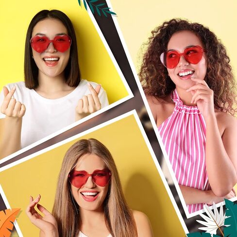 RTBOFY 48 قطعة نظارات شمسية على شكل قلب للنساء نظارات ملونة كبيرة للحفلات المفضلة لعيد الحب ديكور أنيق للحفلات على طراز الملكة in Kuwait