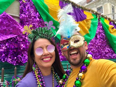 NIUEFH ماردي غرا عقال مجموعة إكسسوار زي مع ماردي غرا الخرز القلائد أقراط نظارات للنساء فتاة حفلة تنكرية لوازم in Kuwait