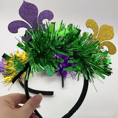 NIUEFH ماردي غرا عقال مجموعة إكسسوار زي مع ماردي غرا الخرز القلائد أقراط نظارات للنساء فتاة حفلة تنكرية لوازم in Kuwait