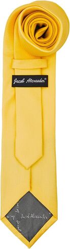 Jacob Alexander Men's Woven Subtle Mini Squares Regular Length Neck Tie - Canary Yellow, Canary Yellow, 58 inch x 3.5 inch in Saudi Arabia
