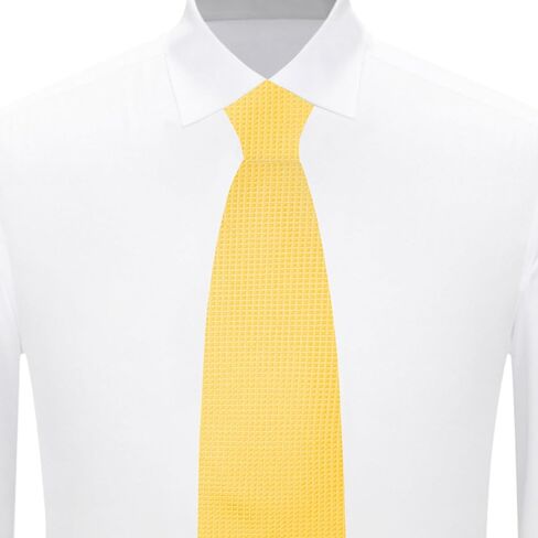 Jacob Alexander Men's Woven Subtle Mini Squares Regular Length Neck Tie - Canary Yellow, Canary Yellow, 58 inch x 3.5 inch in Saudi Arabia