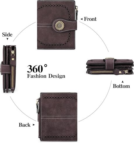 SENDEFN Small Womens Wallet Leather Bifold Card Holder RFID Blocking with Zipper Coin Pocket in Kuwait