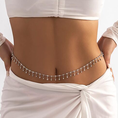 PUSCOBSY Layered Waist Belt Chain Gold Metal Dress Belt Belly Chains Long Tassel Body Chain Jewelry for Women and Girls in Saudi Arabia
