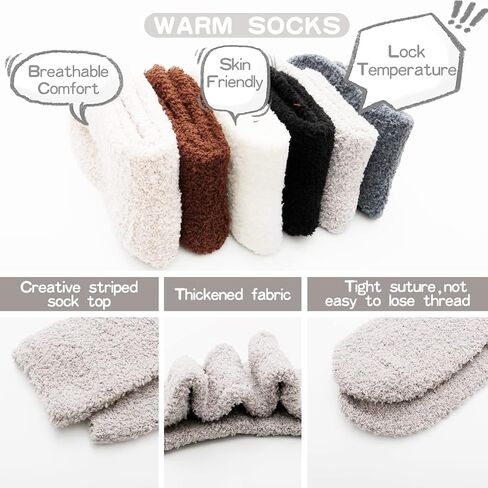 Fuzzy Socks for Women Warm Soft Fluffy Socks Comfy Slipper Cozy Socks Microfiber Plush Socks for Winter Home Sleep Gifts in Kuwait
