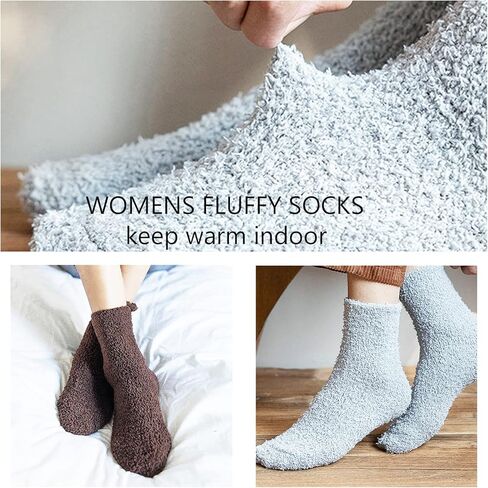 Fuzzy Socks for Women Warm Soft Fluffy Socks Comfy Slipper Cozy Socks Microfiber Plush Socks for Winter Home Sleep Gifts in Kuwait
