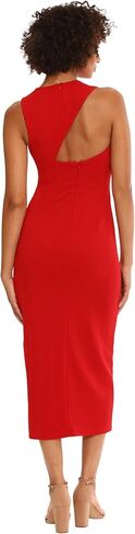 Donna Morgan Women's Sleek Crepe Dress with Asymmetric Back and Slit Details Event Party Date Night Out Guest of in Saudi Arabia