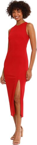 Donna Morgan Women's Sleek Crepe Dress with Asymmetric Back and Slit Details Event Party Date Night Out Guest of in Saudi Arabia
