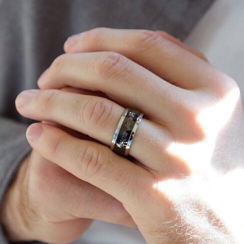 Custom Engraved 3/8" Wide Black & Silver Stainless Steel Men's Graduation Class Ring (ring sizes 9 to 13) - Personalized Class Ring for Men - Graduation Gift for Him - Men's Rings - Valentine's Day in Saudi Arabia