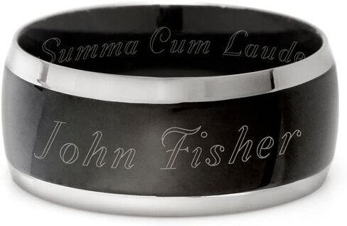 Custom Engraved 3/8" Wide Black & Silver Stainless Steel Men's Graduation Class Ring (ring sizes 9 to 13) - Personalized Class Ring for Men - Graduation Gift for Him - Men's Rings - Valentine's Day in Saudi Arabia