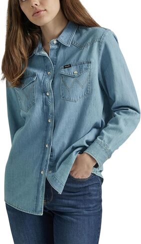 Wrangler Women's Boyfriend Denim Snap Closure Shirt in Saudi Arabia