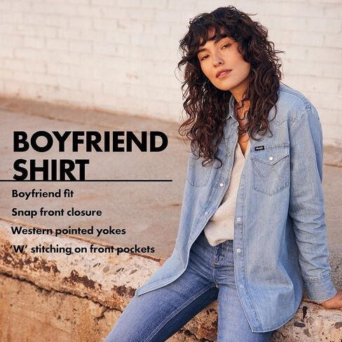 Wrangler Women's Boyfriend Denim Snap Closure Shirt in Saudi Arabia