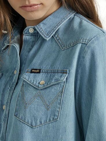 Wrangler Women's Boyfriend Denim Snap Closure Shirt in Saudi Arabia
