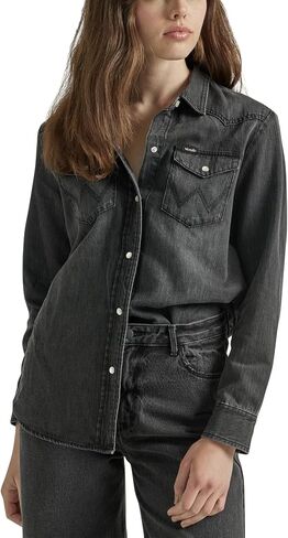 Wrangler Women's Boyfriend Denim Snap Closure Shirt in Saudi Arabia