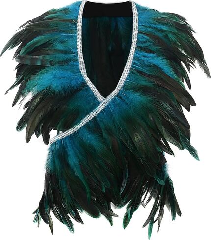 Miuco Feather Cape Shawl for Women Feather Boa Ribbon for Game Gothic Party Halloween Costume Cosplay Scarves in Saudi Arabia