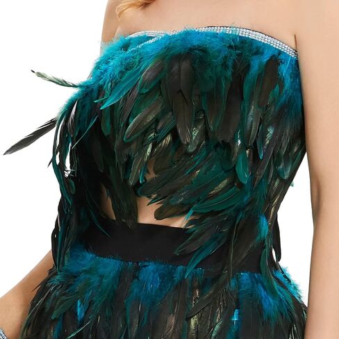 Miuco Feather Cape Shawl for Women Feather Boa Ribbon for Game Gothic Party Halloween Costume Cosplay Scarves in Saudi Arabia