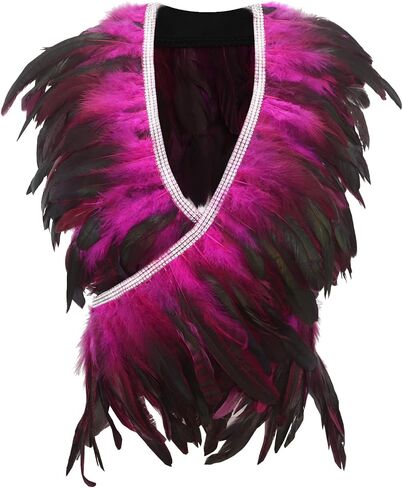 Miuco Feather Cape Shawl for Women Feather Boa Ribbon for Game Gothic Party Halloween Costume Cosplay Scarves in Saudi Arabia