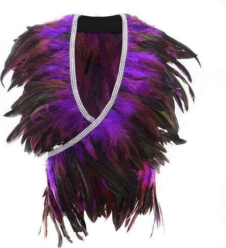 Miuco Feather Cape Shawl for Women Feather Boa Ribbon for Game Gothic Party Halloween Costume Cosplay Scarves in Saudi Arabia