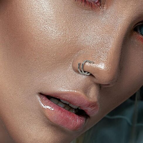 16G/18G/20G Implant Grade Titanium Nose Ring CZ Daith Jewelry Cartilage Earrings Hoops 6-12mm, ASTM F136 Titanium Helix Rook Tragus Lip Septum Rings Hypoallergenic Piercing Jewelry for Women Men in Kuwait
